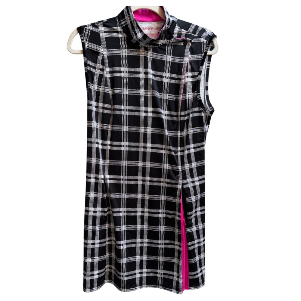 Kinona Plaid Gingham Black Pink Dress S - Picture 2 of 6
